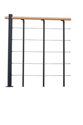 Pack balustrade FORTIA horizontale à plat noir ral 9004