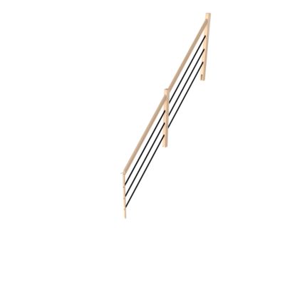 Pack balustrade Fortia verticale hêtre coloris naturel et aluminium noir h.100,5 x l.271,8 cm