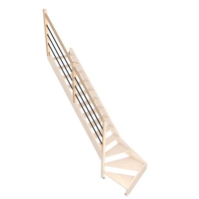 Pack balustrade Fortia verticale hêtre coloris naturel et aluminium noir h.100,5 x l.271,8 cm