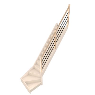 Pack balustrade Fortia verticale hêtre coloris naturel et aluminium noir h.100,5 x l.271,8 cm