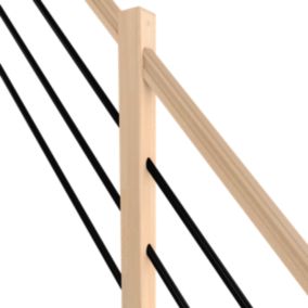 Pack balustrade Fortia verticale hêtre coloris naturel et aluminium noir h.100,5 x l.271,8 cm