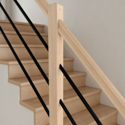Pack balustrade Fortia verticale hêtre coloris naturel et aluminium noir h.100,5 x l.271,8 cm