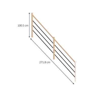 Pack balustrade Fortia verticale hêtre coloris naturel et aluminium noir h.100,5 x l.271,8 cm