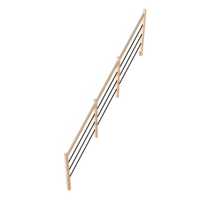 Pack balustrade Fortia verticale hêtre coloris naturel et aluminium noir h.105,8 x l.346,8 cm