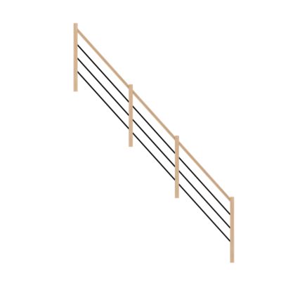 Pack balustrade Fortia verticale hêtre coloris naturel et aluminium noir h.105,8 x l.346,8 cm