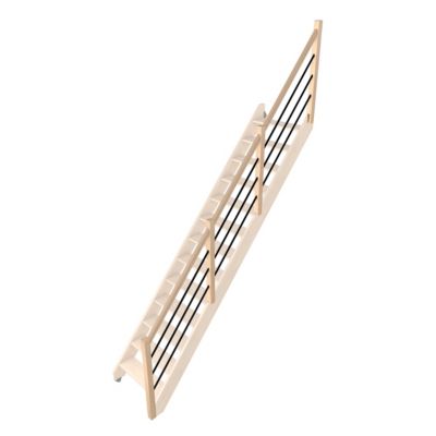 Pack balustrade Fortia verticale hêtre coloris naturel et aluminium noir h.105,8 x l.346,8 cm