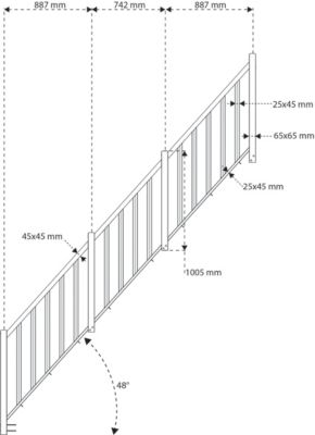 Pack balustrade Fortia verticale hêtre coloris naturel h.105,8 cm x l.346,8 cm