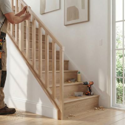 Pack balustrade Fortia verticale hêtre coloris naturel h.105,8 cm x l.346,8 cm