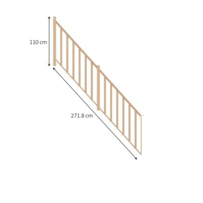 Pack balustrade Fortia verticale hêtre coloris naturel h.110 cm x l.271,8 cm