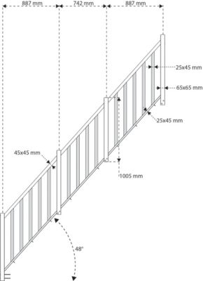 Pack balustrade FORTIA verticale hêtre naturel H.105,8 cm x L.346,8 cm