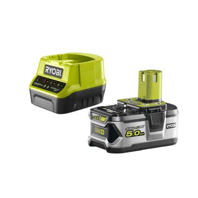 Pack batterie RYOBI 18V One+ 5.0Ah LithiumPlus - 1 chargeur rapide 2.0Ah RC18120-150