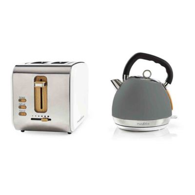 Pack  Bouilloire Électrique 1,8L + Grille-pain 2 Fentes Larges 900W NEDIS