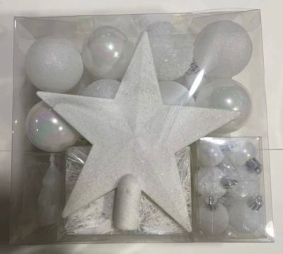 Pack boules de noël avec étoile blanc Feeric Light & Christmas - 44 pièces