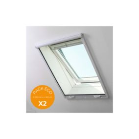 Pack éco de 2 moustiquaire enroulables verticales pour fenêtre de toit alu L 140 cm x H 150 cm Blanc