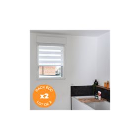 Pack éco de 2 stores Jour Nuit Blanc H 150 cm sans perçage