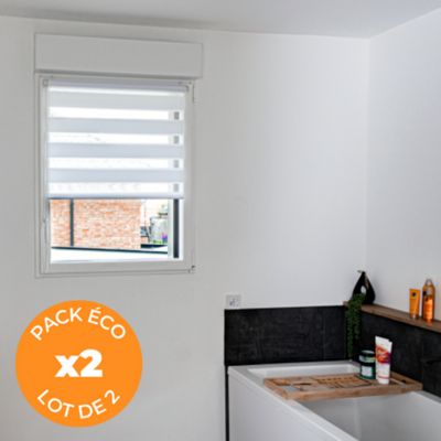 Pack éco de 2 stores Jour Nuit Blanc H 150 cm x L 52 cm sans perçage