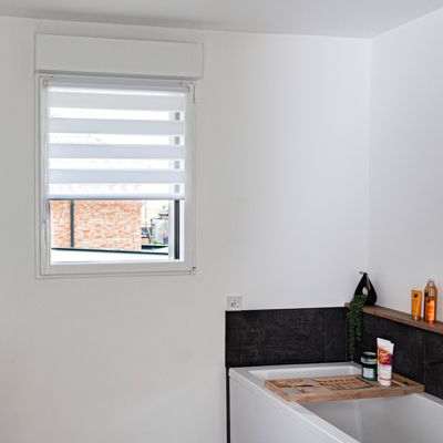 Pack éco de 2 stores Jour Nuit Blanc H 150 cm x L 52 cm sans perçage