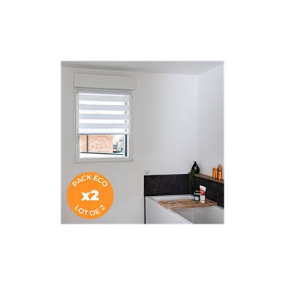 Pack éco de 2 stores Jour Nuit Blanc H 150 cm x L 52 cm sans perçage