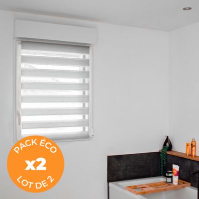 Pack éco de 2 stores Jour Nuit Gris H 150 cm x L 32 cm sans perçage
