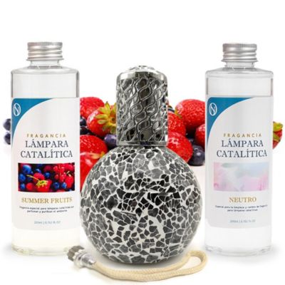 Pack économique Lampe Catalytique Mosaïque Noir + Parfum Summer Fruits (500 ml) + Nettoyant Neutre (200 ml) + Mèche de Rechange