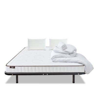 Pack Cristal 140x190 cm Matelas Mousse + Sommier Métal + Accessoires
