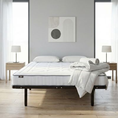 Pack Cristal 140x190 cm Matelas Mousse + Sommier Métal + Accessoires