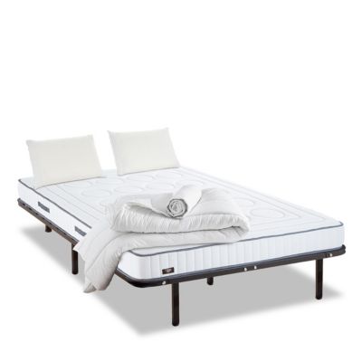 Pack Cristal 140x190 cm Matelas Mousse + Sommier Métal + Accessoires
