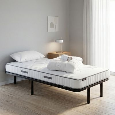 Pack Cristal 140x190 cm Matelas Mousse + Sommier Métal + Accessoires