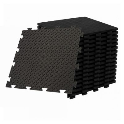 Pack de 10 Dalles PVC Clipsables Noires 50x50 cm Antidérapantes - Revêtement de Sol Garage, Atelier INTEC