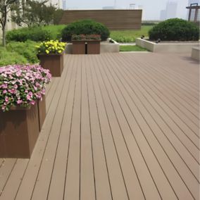 Pack de 10 lames de composite (3.22 m2)  pour sol extérieur marron 24x140x2300 mm