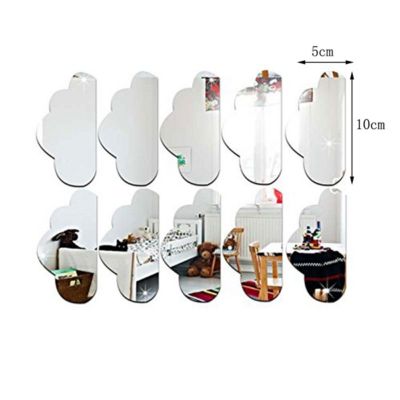 Pack de 10 nuages en papier adhésifs 3D métal argentés - Autocollants stickers adhésifs effet miroir