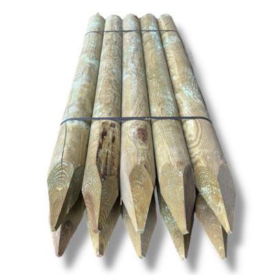 Pack de 10 poteaux ronds en pin traité avec pointe 60x2000 mm
