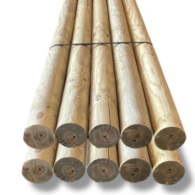 Pack de 10 poteaux ronds en pin traité et calibré 100x2000 mm