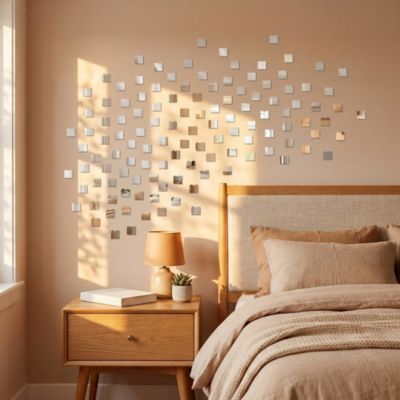 Pack de 100 stickers miroirs mosaïques 2 x 2 cm - Autocollants stickers adhésifs effet miroir