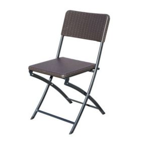 Pack de 2 Chaises d'Exterieur Pliantes Habitex 44,5x54x81cm Chaises Ciseaux en Metal et Polyethylene avec Design Imitation Rotin