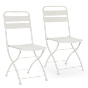 Pack de 2 chaises de jardin pliantes Perla en métal blanc