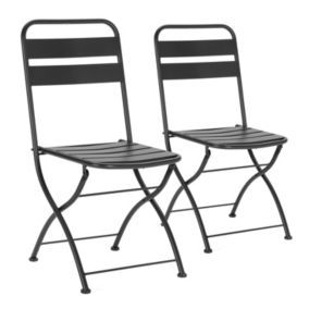 Pack de 2 chaises de jardin pliantes Perla en métal noir