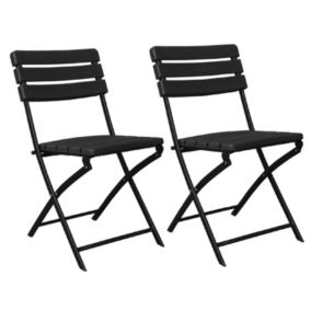 Pack de 2 chaises pliantes effet bois noir 55x46x81cm 7house