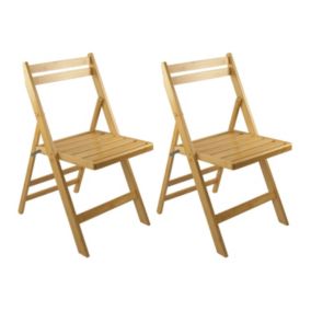 Pack de 2 chaises pliantes en bois de bambou naturel Biano 46x44x78cm O91