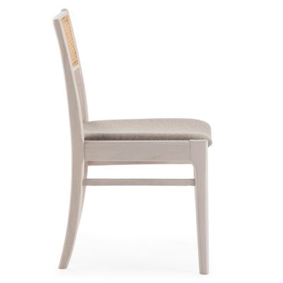 Pack de 2 chaises Vilma Couleur Blanc Wash, Bois Massif et Rotin naturel