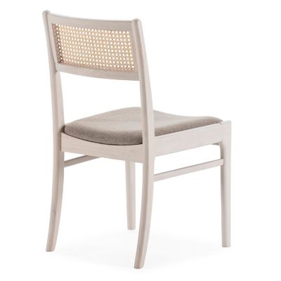 Pack de 2 chaises Vilma Couleur Blanc Wash, Bois Massif et Rotin naturel