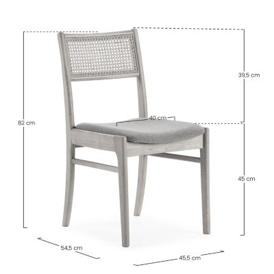 Pack de 2 chaises Vilma Couleur Blanc Wash, Bois Massif et Rotin naturel