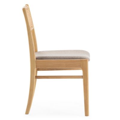 Pack de 2 chaises Vilma Couleur Chêne, Bois Massif et Rotin Naturel