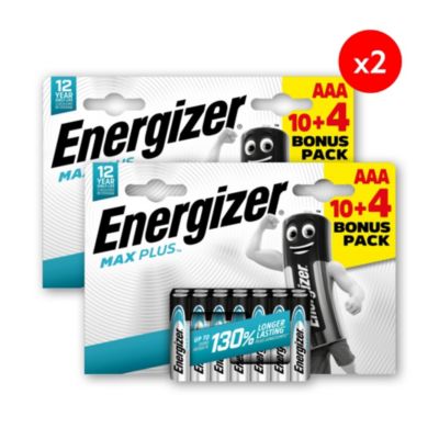 Pack de 2 - Energizer Max Plus Alcaline AAA/LR03, pack de 10+4 Piles