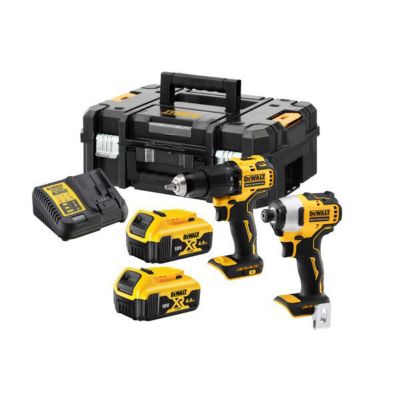 Pack de 2 outils 18V (DCD709/DCF809) + 2 batteries 4Ah + chargeur en coffret DT70708 T-STAK DEWALT DCK2062M2T