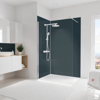 Pack de 2 panneaux muraux de salle de bain l.120+90 x H.210 cm, anthracite, Schulte DecoDesign