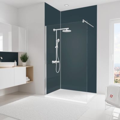 Pack de 2 panneaux muraux de salle de bain l.120+90 x H.255 cm, anthracite, Schulte DecoDesign