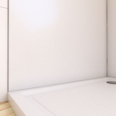 Pack de 2 panneaux muraux de salle de bains, blanc avec profilés chromés, l.90+90 x H.210 x P.0,3 cm, Galedo Alucolors