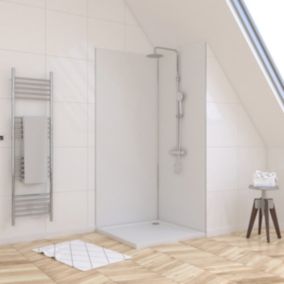 Pack de 2 panneaux muraux de salle de bains, blanc avec profilés chromés, l.90+90 x H.210 x P.2 cm, Galedo Alucolors