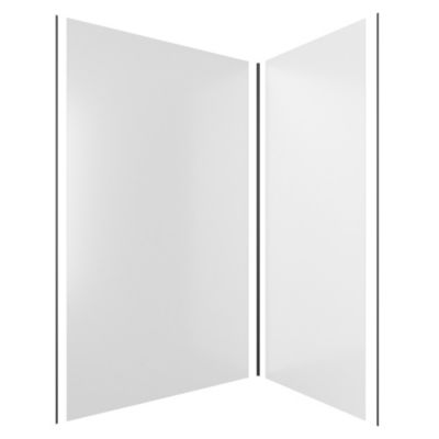 Pack de 2 panneaux muraux de salle de bains, blanc avec profilés noirs, l.120+90 x H.210 x P.0,3 cm, Galedo Alucolors